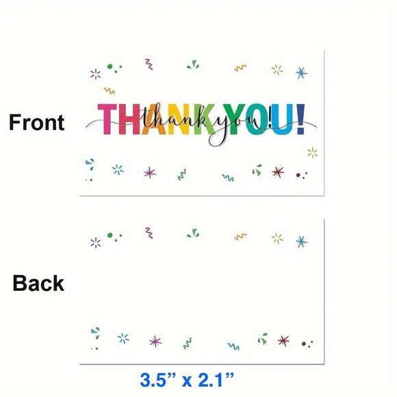 Thank You Cards - 3.5”x2.1” (50 Qty) + Matching Stickers - 3”x1” (120 Qty) - NEW - Picture 3 of 6